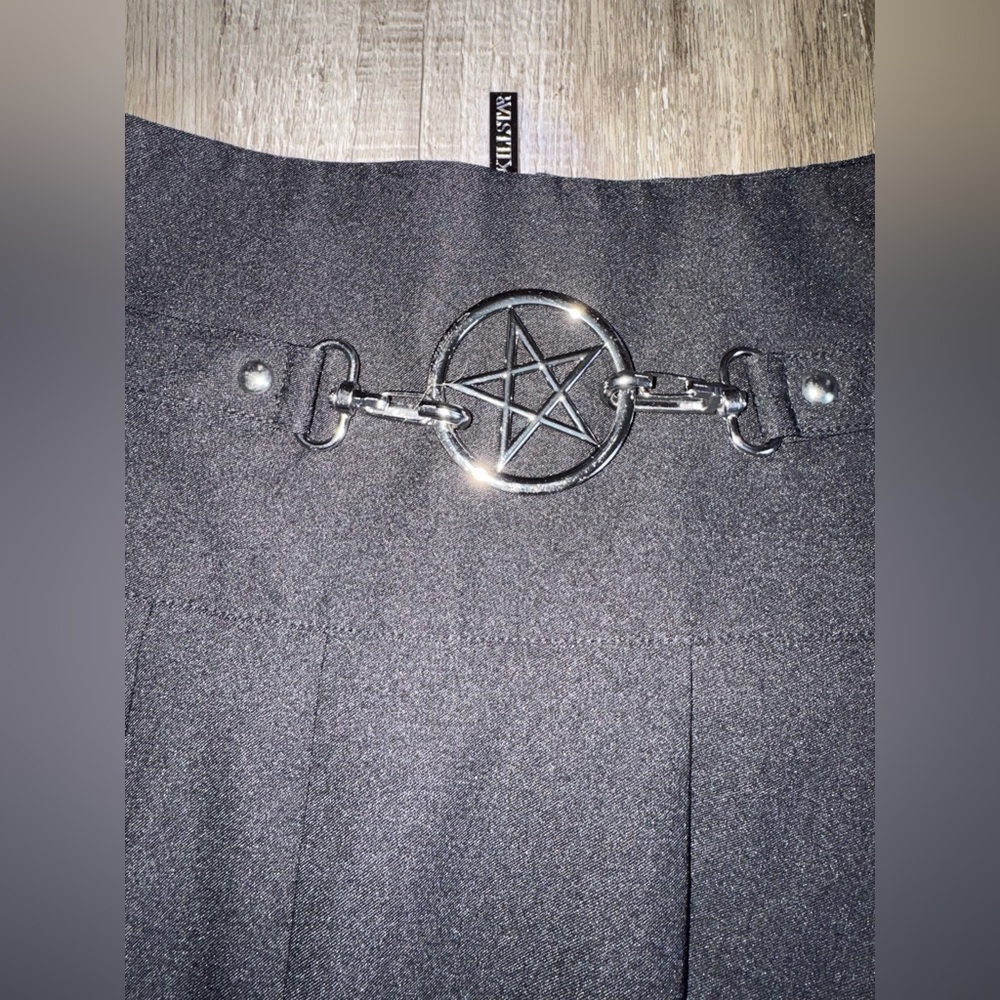 Killstar Scary Pleated Black Mini Skirt Size Medium - Picture 4 of 7